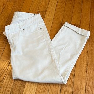 Express cropped White Jeans